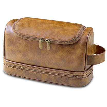 Elegant Premium Leather-Look Hanging Toiletry Bag | Luxury Travel Gift | Tribe Feel  Travel Organisers