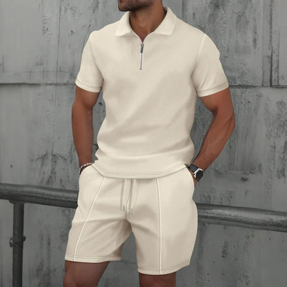 Men’s Zip Polo and Short Set | Summer Holiday & Airport Outfit | Tribe Feel  Travel Clothes