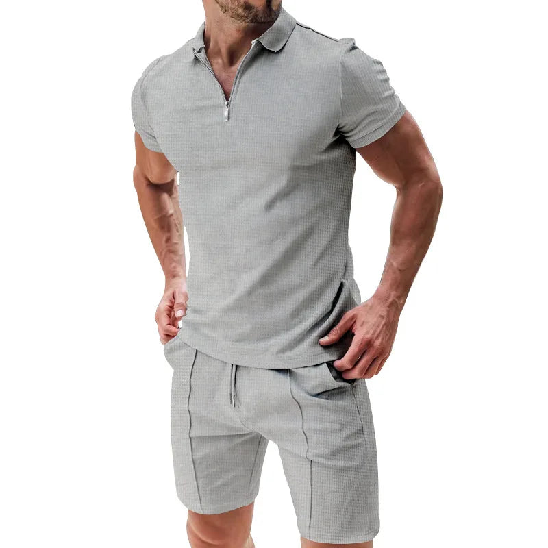 Men’s Zip Polo and Short Set | Summer Holiday & Airport Outfit | Tribe Feel  Travel Clothes