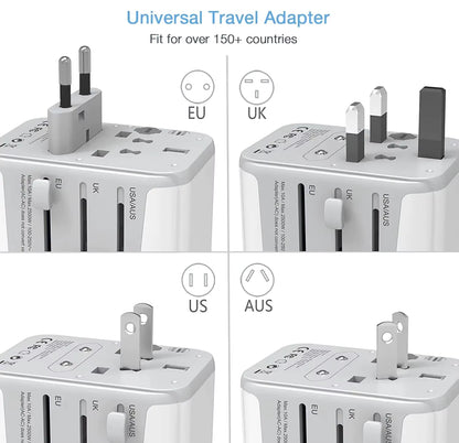 Universal Travel Adapter for UK travellers - Multi-device with USB and Type C ports  Travel Essentials