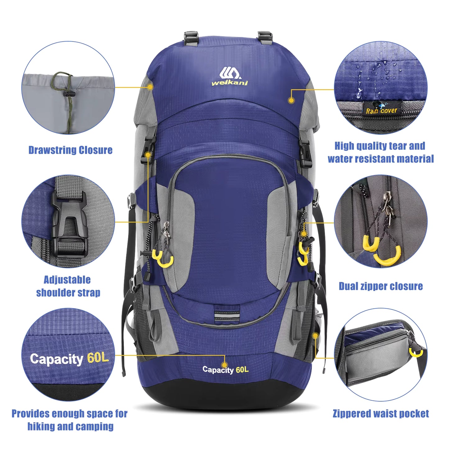 60L Backpack – Travel & Hiking Rucksack for Gap Year Adventures  Travel Backpacks and Travel Bags