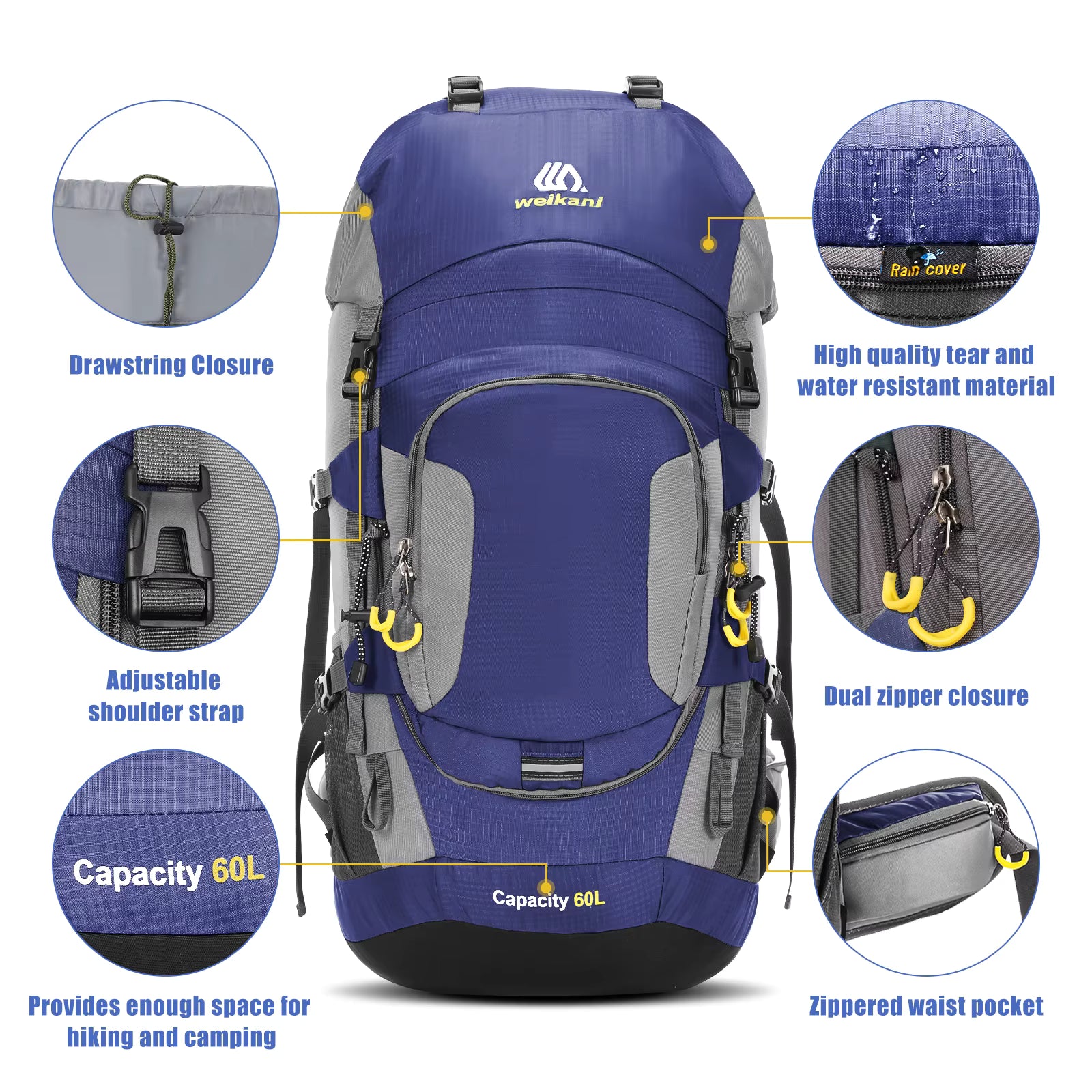 60L Backpack – Travel & Hiking Rucksack for Gap Year Adventures  Travel Backpacks and Travel Bags