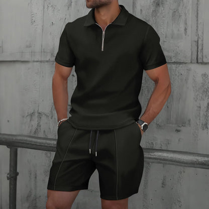 Men’s Zip Polo and Short Set | Summer Holiday & Airport Outfit | Tribe Feel  Travel Clothes