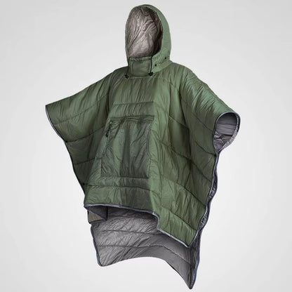 Warm Quilted Poncho | Waterproof Winter Camping Clothing for Travellers UK  Travel Clothes