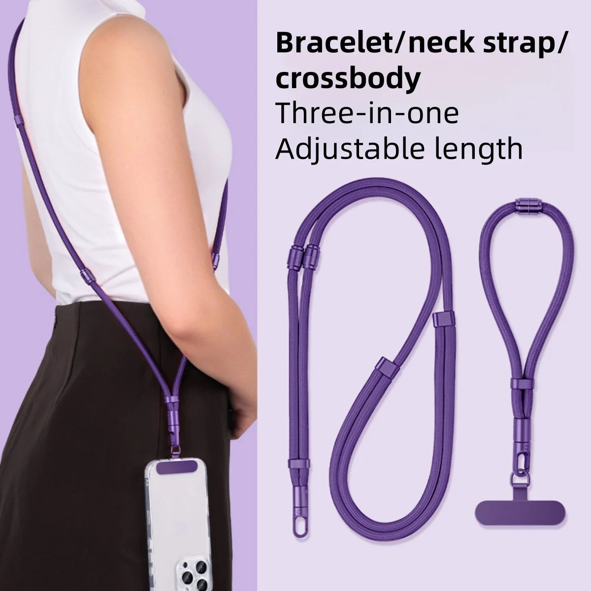 3-in-1 Phone Case Strap – Adjustable Phone Lanyard Crossbody, Bracelet & Neck Anti-Theft Strap  Travel Gadgets