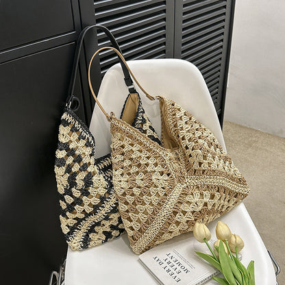 Straw Woven Shoulder Bag - Stylish Summer Handbag – Travel Accessories Travel Bags - Tribe Feel