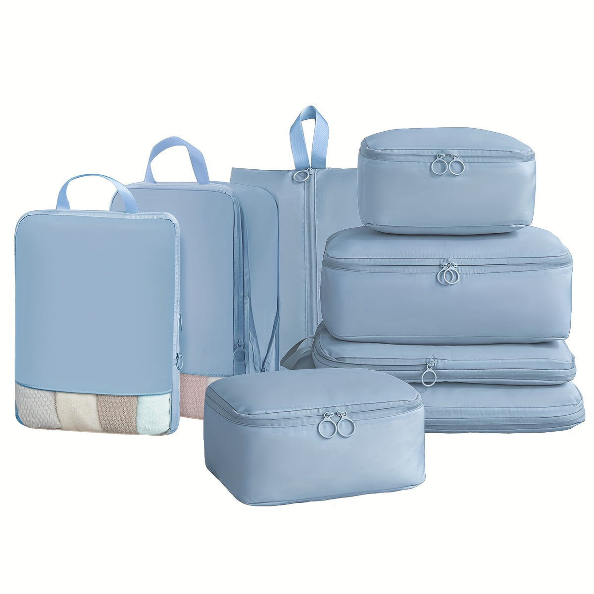 8 Pieces Travel Organisers - Waterproof Packing cubes for your carry-on or suitcase  Travel Organisers