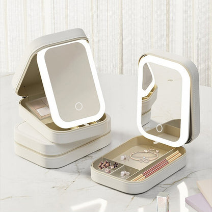 Portable Makeup Storage Box with LED Light Mirror - Travel Makeup Cosmetics Storage Box With Touch Light – Travel Accessories Travel Organisers Travel Gear Travel Gifts Travel Essentials