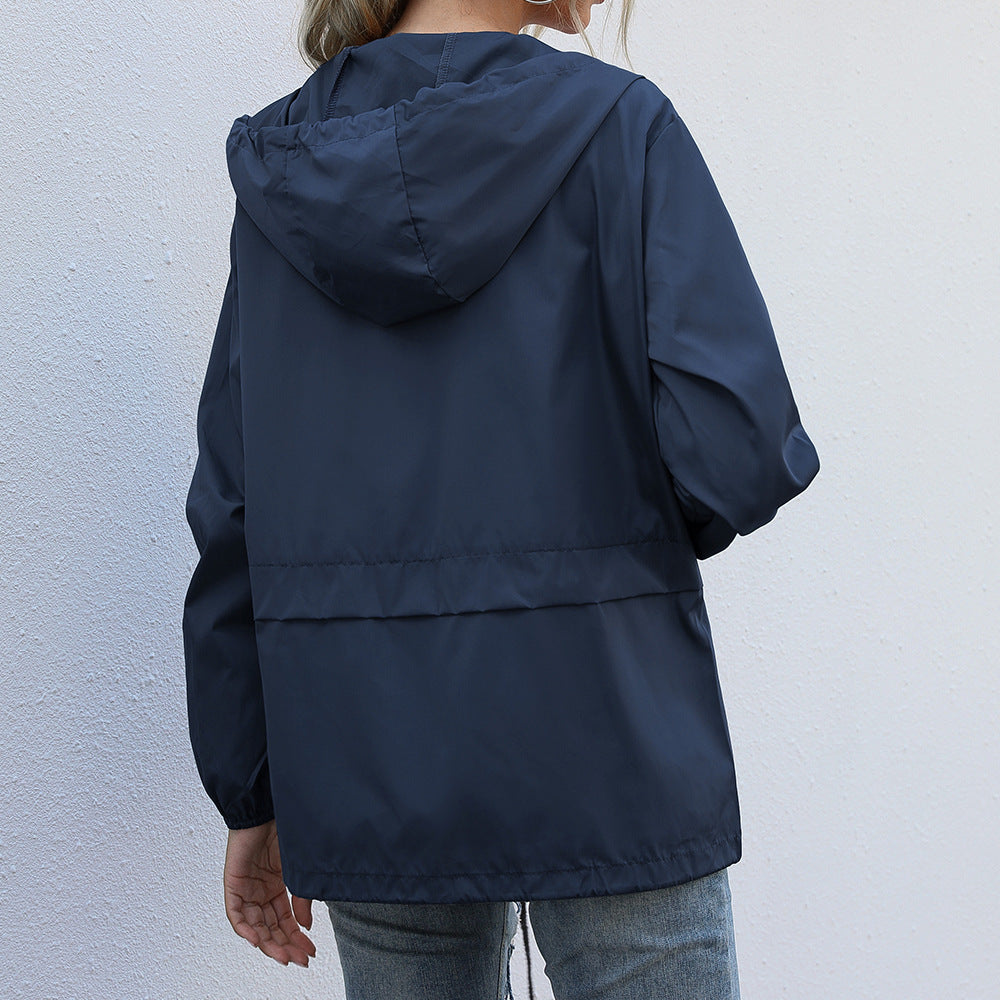 Blue hooded Waterproof Rain Jacket - High-quality product available now.