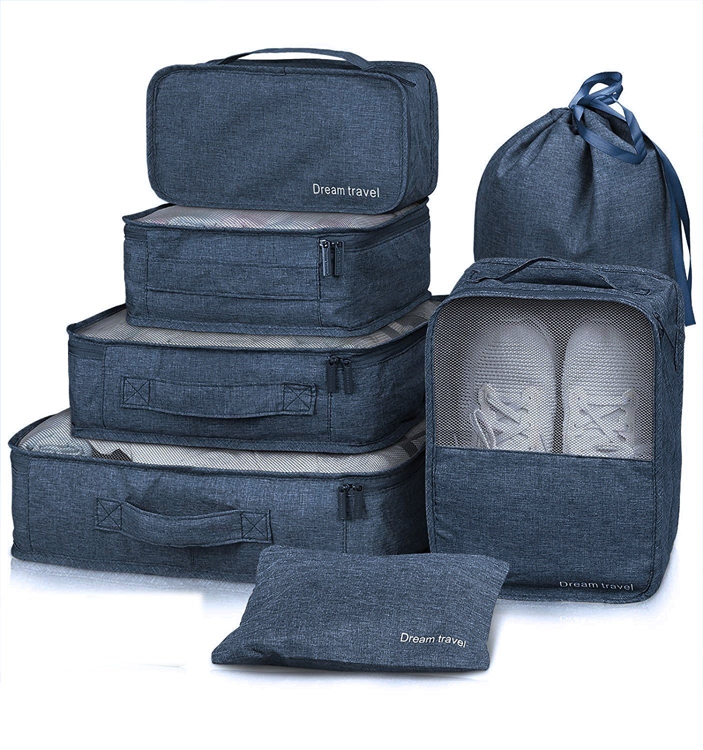 7pcs Packing Cubes – Travel Compression Storage Organizer Set Blue
