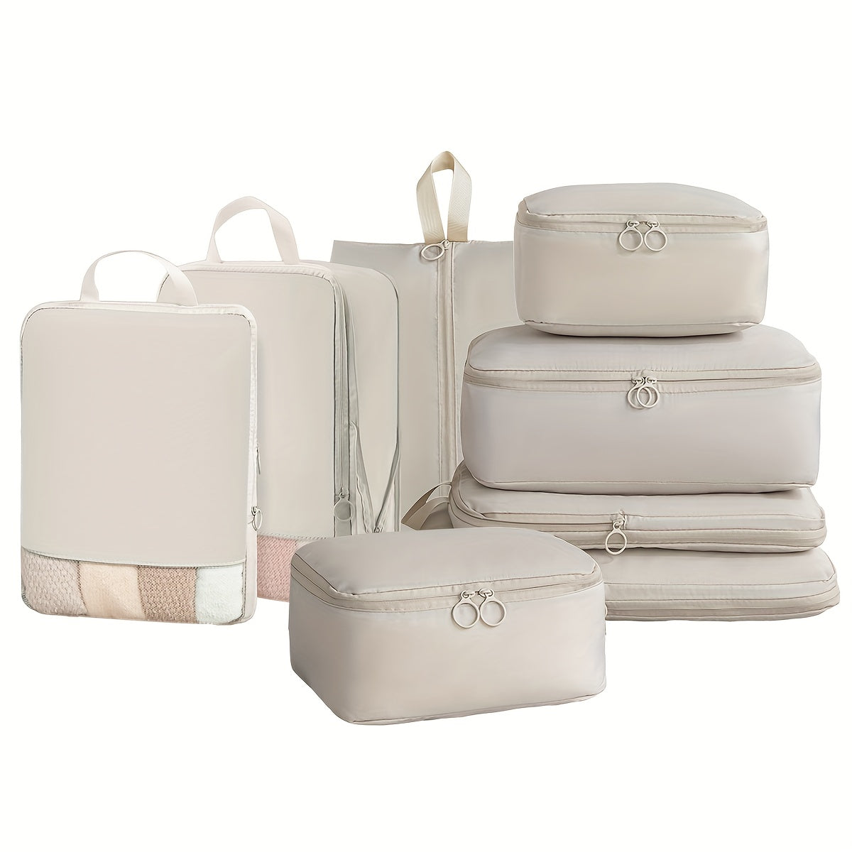8 Pieces Travel Organisers - Waterproof Packing cubes for your carry-on or suitcase  Travel Organisers