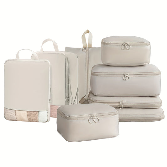 8 Pieces Travel Organisers - Waterproof Packing cubes for your carry-on or suitcase  Travel Organisers