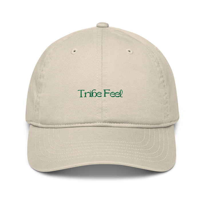 Organic embroidered hat front view, womens hat travel gift