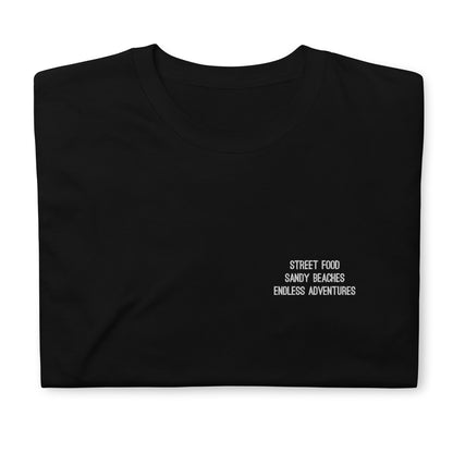 Street Food, Sandy Beaches Embroidered T-shirt Unisex -  Travel clothing