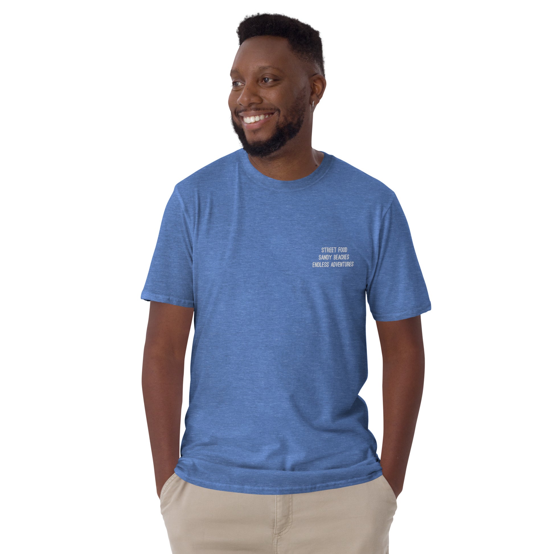 Street Food, Sandy Beaches Embroidered T-shirt Unisex -  Travel clothing