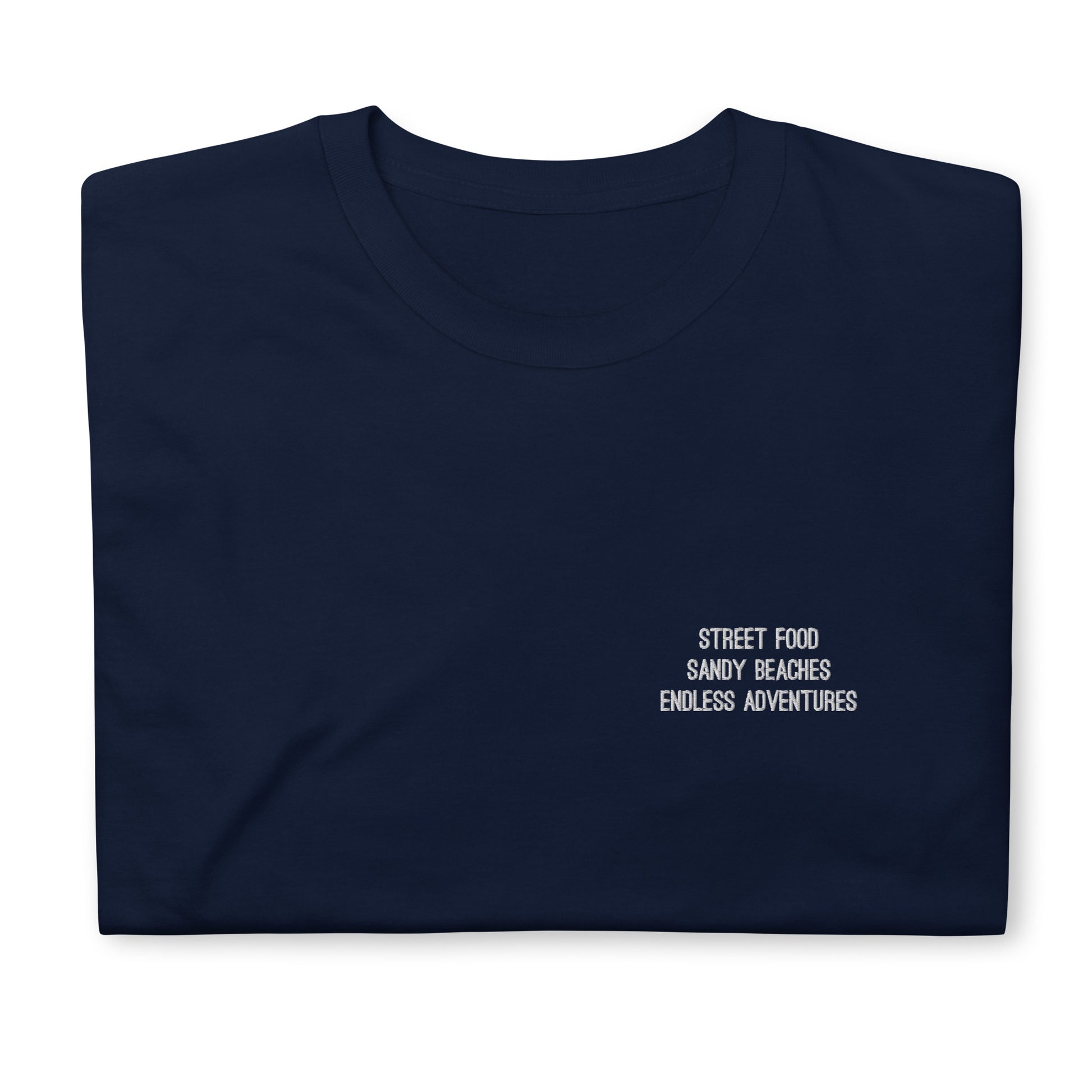 Street Food, Sandy Beaches Embroidered T-shirt Unisex -  Travel clothing