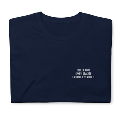 Street Food, Sandy Beaches Embroidered T-shirt Unisex -  Travel clothing