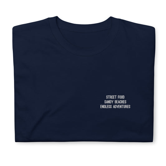 Street Food, Sandy Beaches Embroidered T-shirt Unisex -  Travel clothing