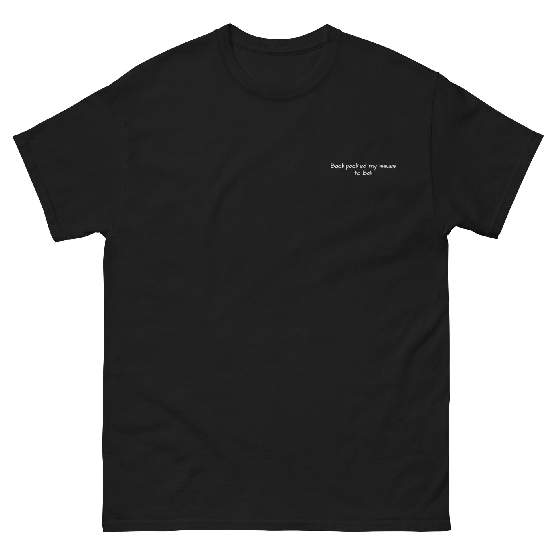 Backpacked my issues to Bali Unisex Embroidered tee for travellers -  Travel Clothing