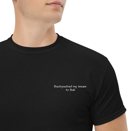 Backpacked my issues to Bali Unisex Embroidered tee for travellers -  Travel Clothing