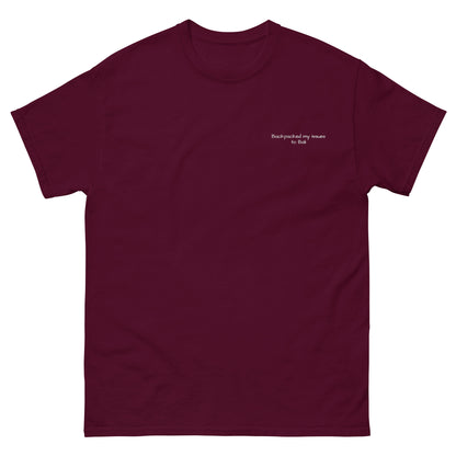 Backpacked my issues to Bali Unisex Embroidered tee for travellers -  Travel Clothing