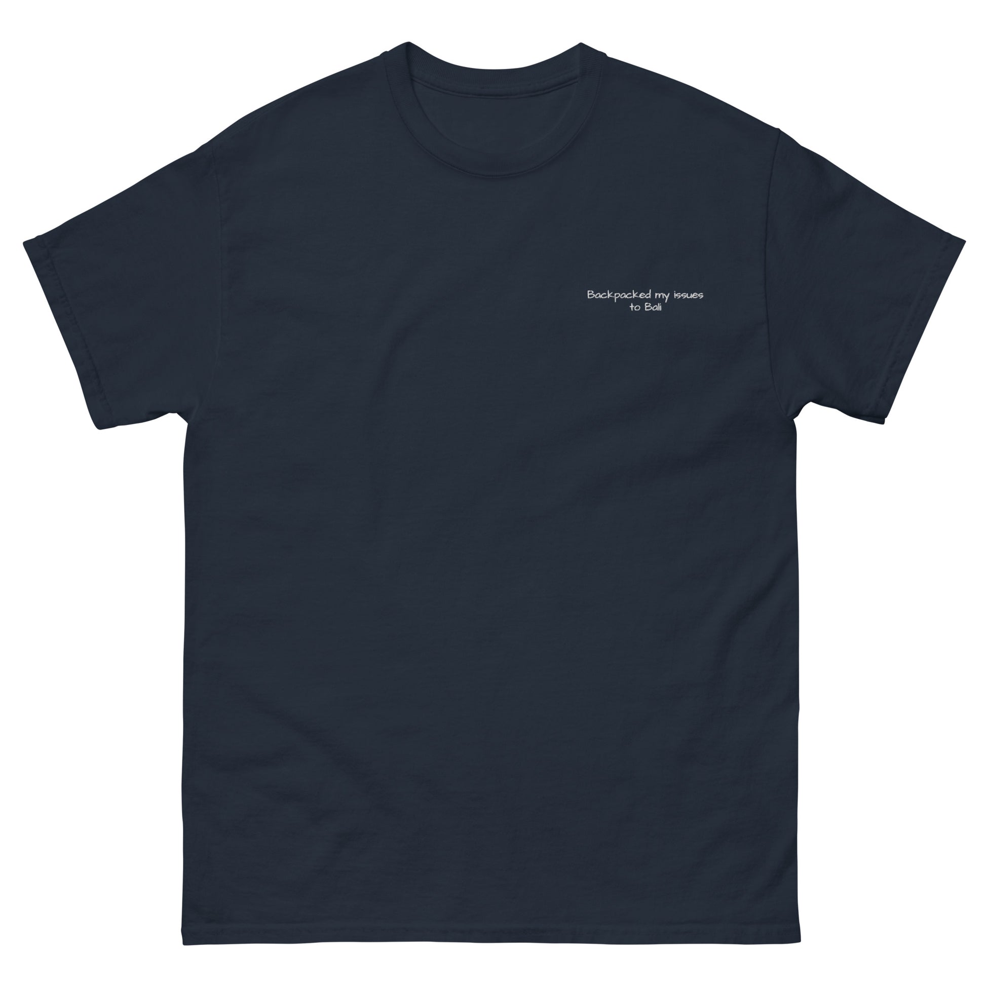Backpacked my issues to Bali Unisex Embroidered tee for travellers -  Travel Clothing