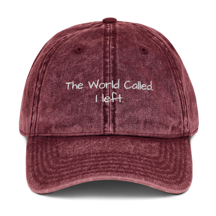 The World Called vintage cotton cap front view, travel outfit ideas