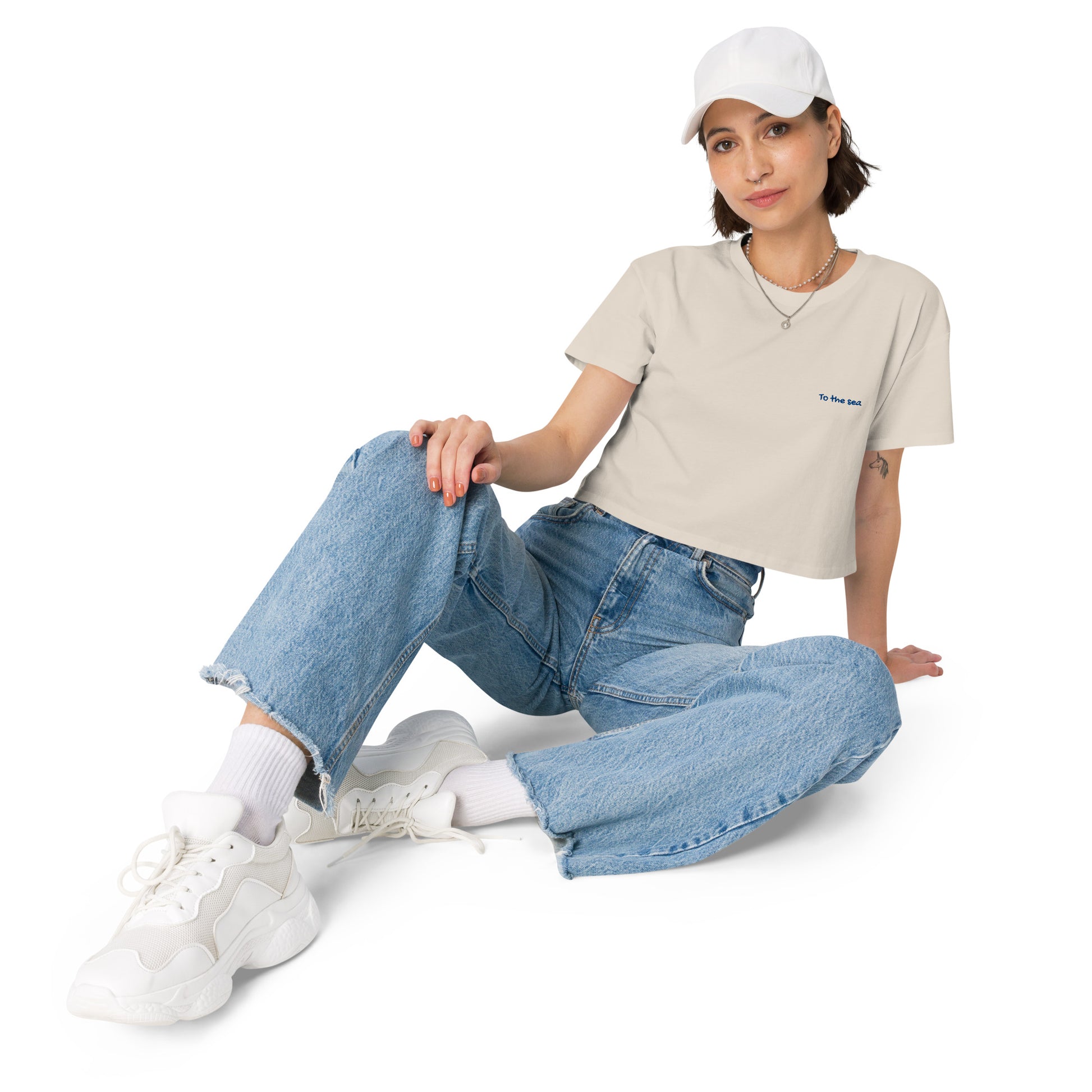 To The Sea Embroidered Women’s crop top - Perfect Gift For Women who Love Travelling -  Travel Clothing
