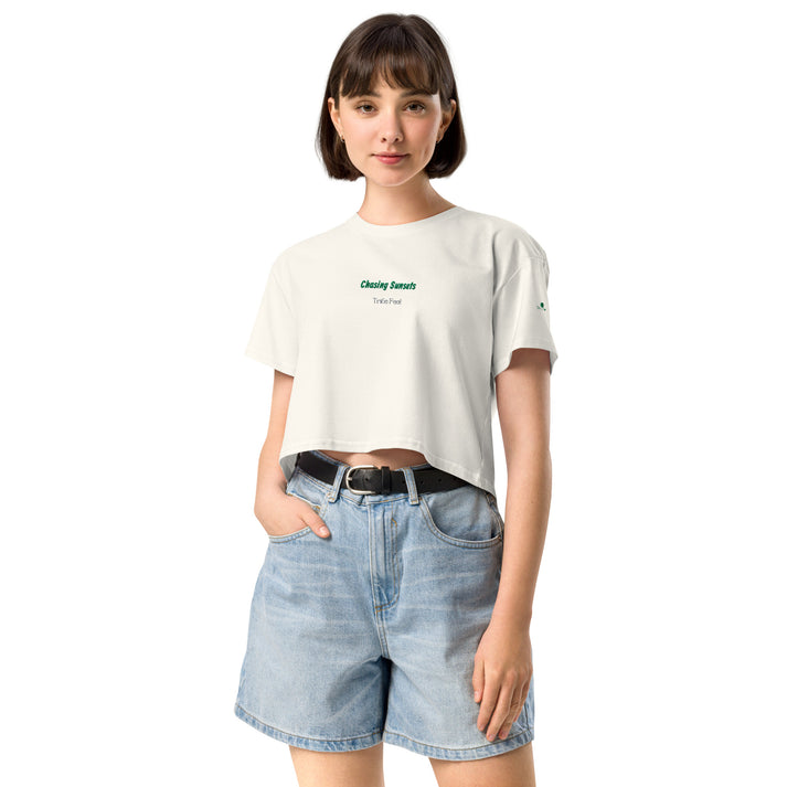 chasing sunsets white crop top for women