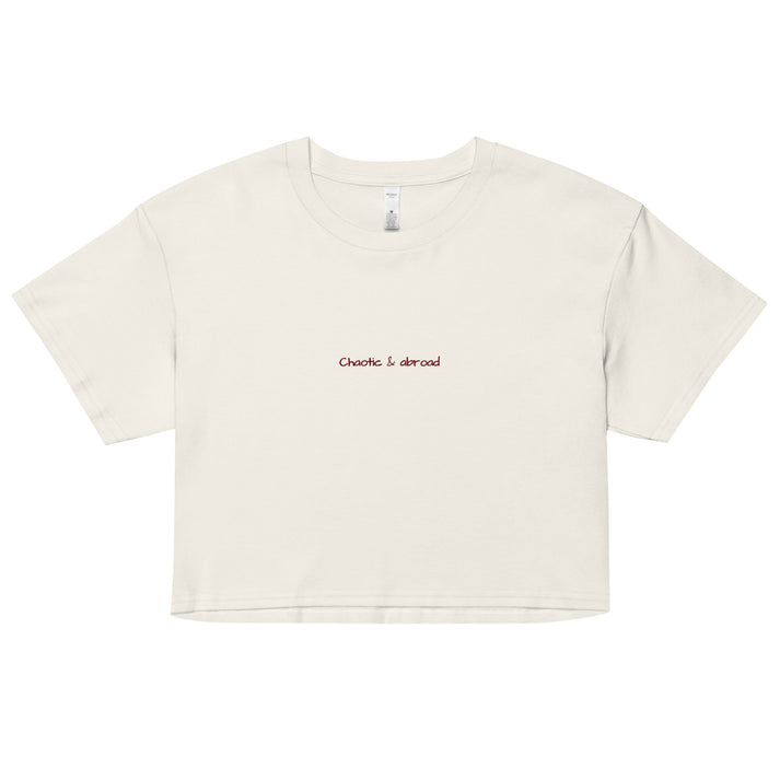 Chaotic and Abroad crop top back view, crop top shirt for women