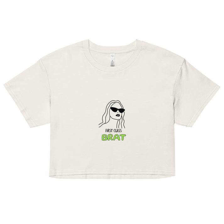 White brat crop top front view, travel clothes for women