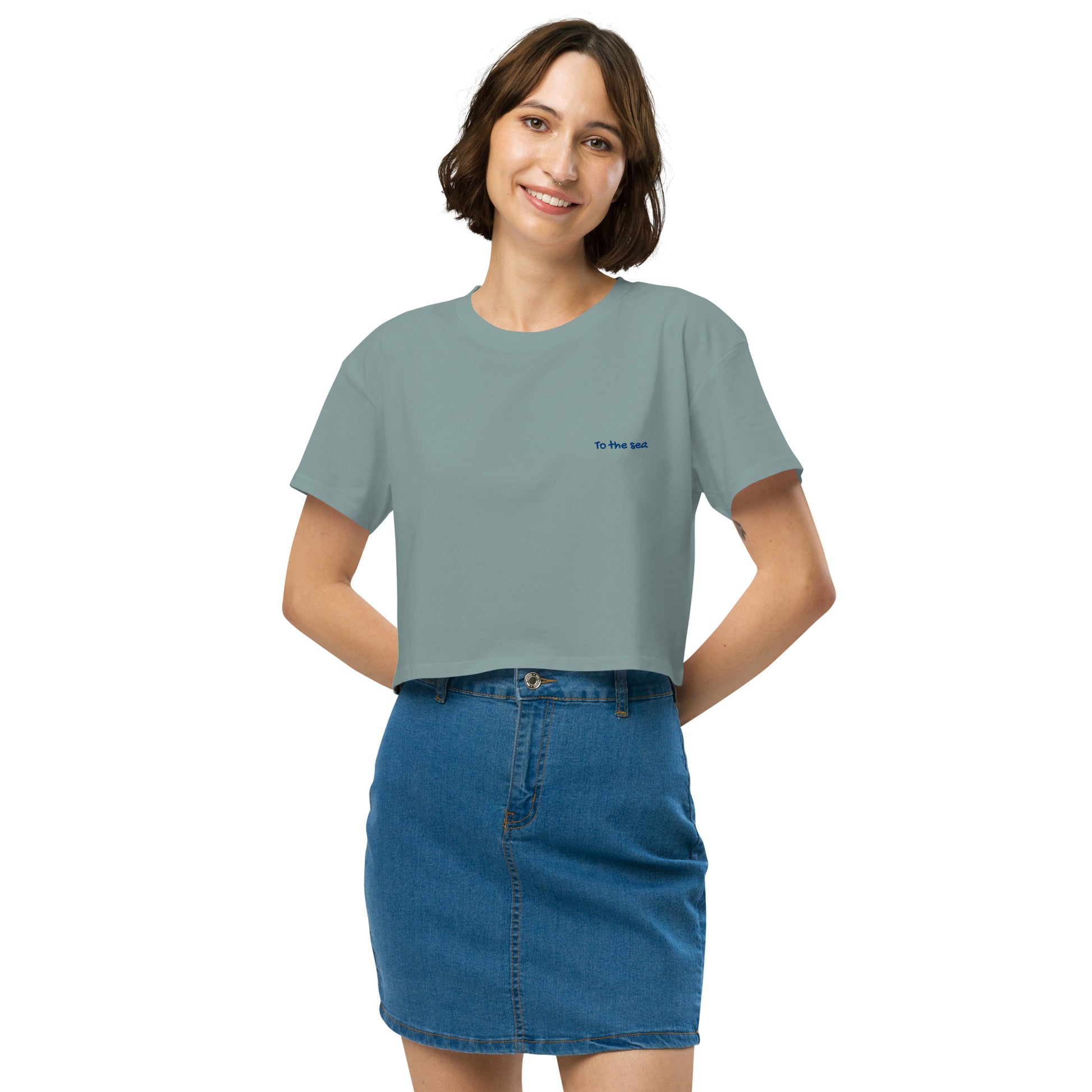 To The Sea Embroidered Women’s crop top - Perfect Gift For Women who Love Travelling -  Travel Clothing