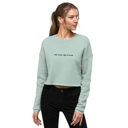 This is your sign to travel jumper. Mint green embroidered jumper. Women's cropped jumper. Unique travel gifts